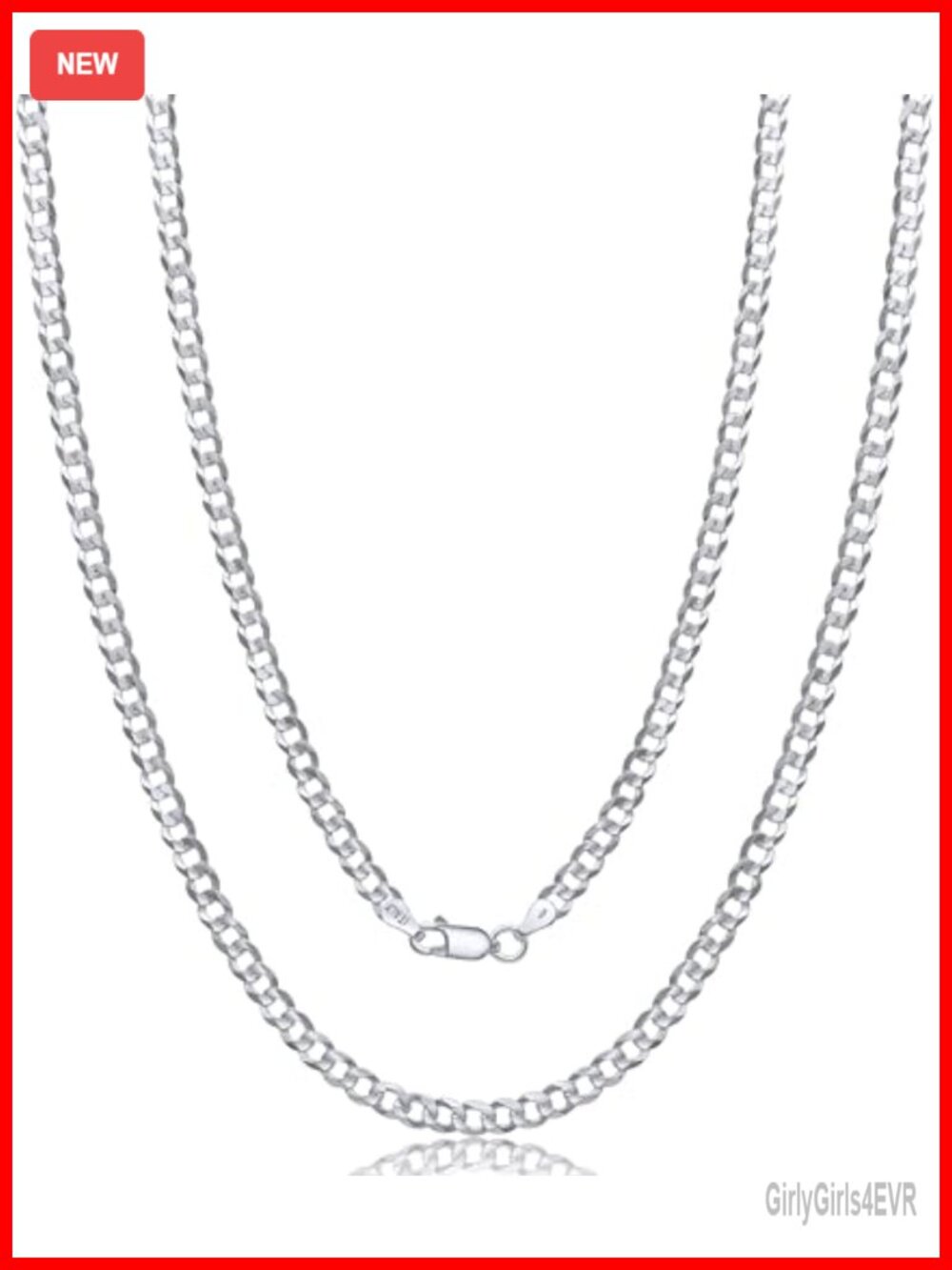 Italian 925 Sterling Silver 5mm Curb Cuban Link Chain Necklace